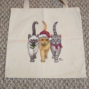 Vintage | Christmas Kitty | Canvas tote bag | GREAT condition!